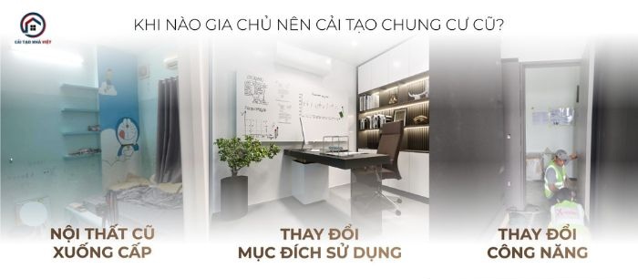 Cải tạo chung cư khi căn hộ xuống cấp, thay đổi nhu cầu sinh hoạt hoặc nâng cấp chất lượng không gian sống