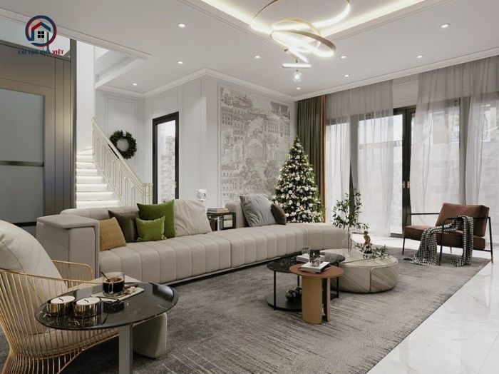 Cải tạo, tân trang phòng khách biệt thự với nội thất cao cấp
