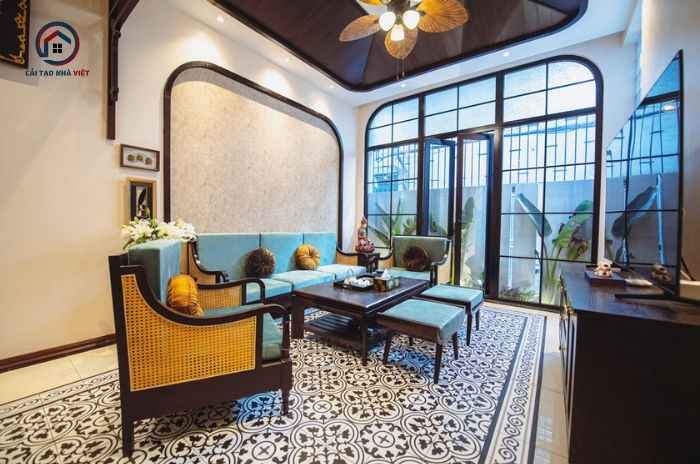 Không gian phòng khách đậm chất Á Đông